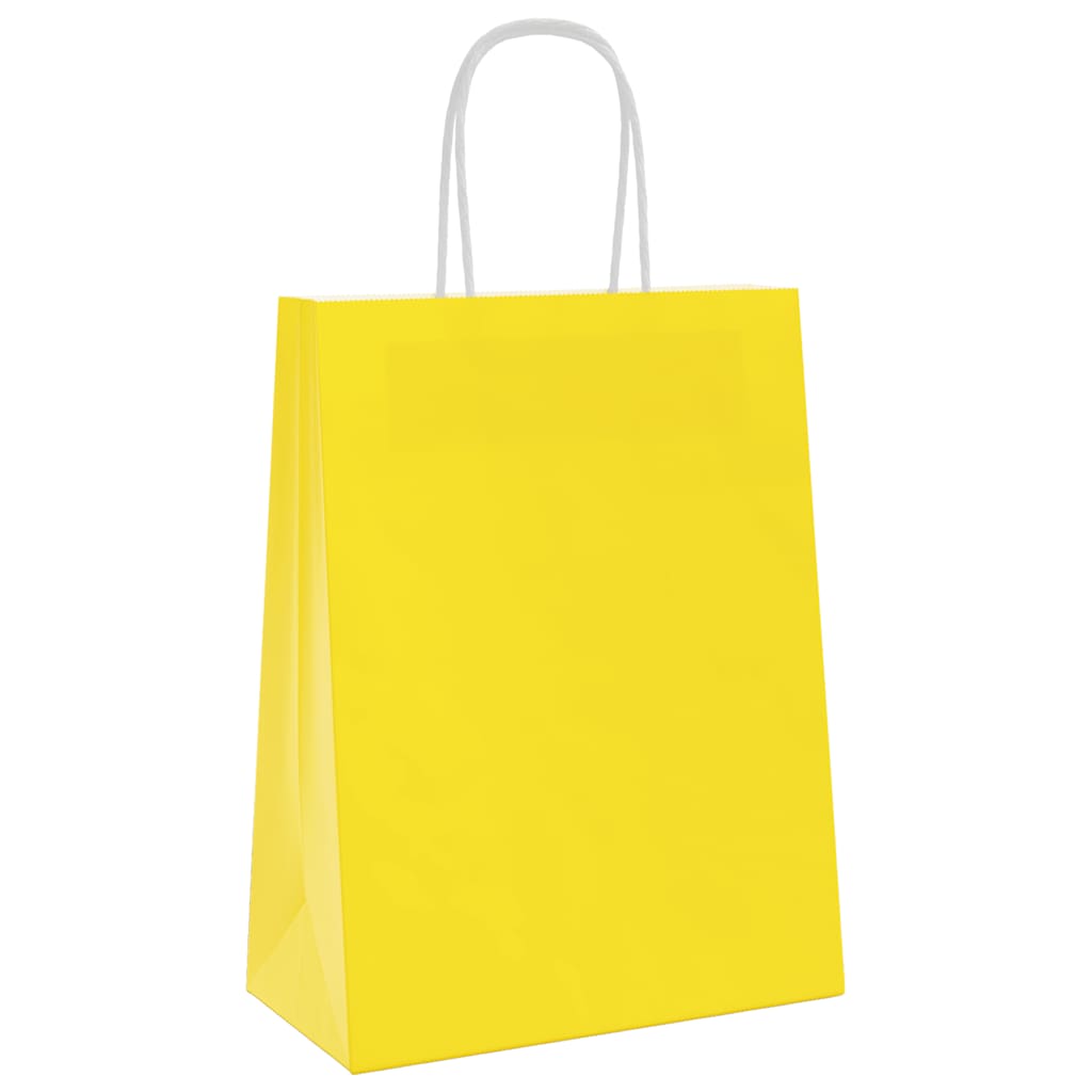 Paper Bags 250 pcs with Handles Yellow 21x11x28 cm