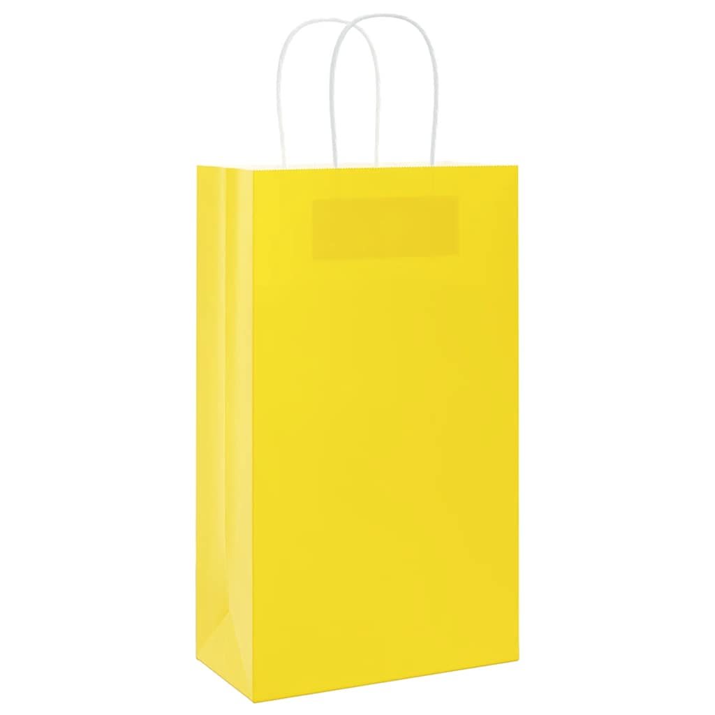 Paper Bags 250 pcs with Handles Yellow 21x11x36 cm