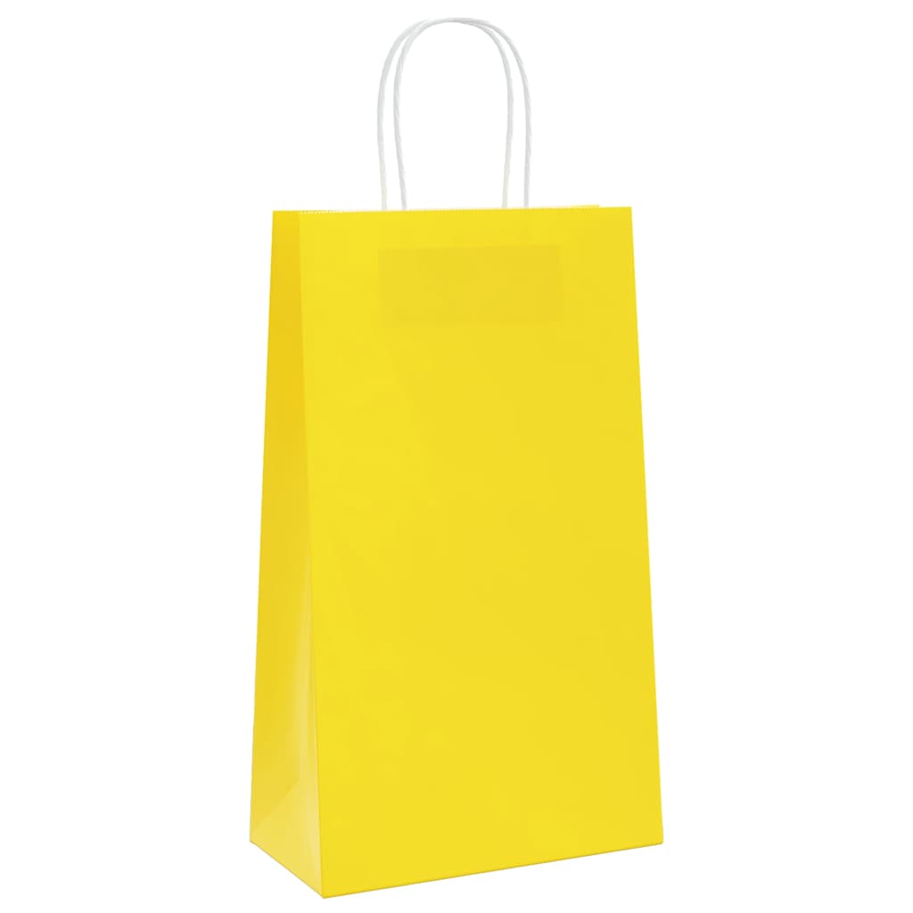 Paper Bags 250 pcs with Handles Yellow 21x11x36 cm