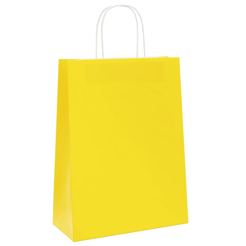 Paper Bags 250 pcs with Handles Yellow 26x12x35 cm