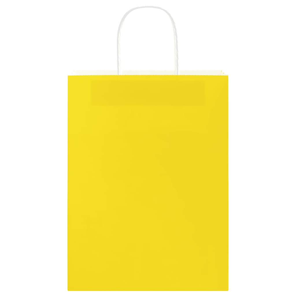 Paper Bags 250 pcs with Handles Yellow 26x12x35 cm