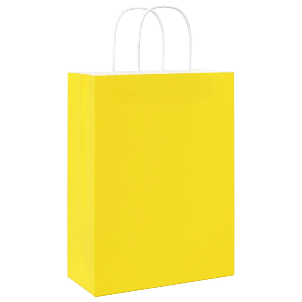 Paper Bags 250 pcs with Handles Yellow 26x12x35 cm