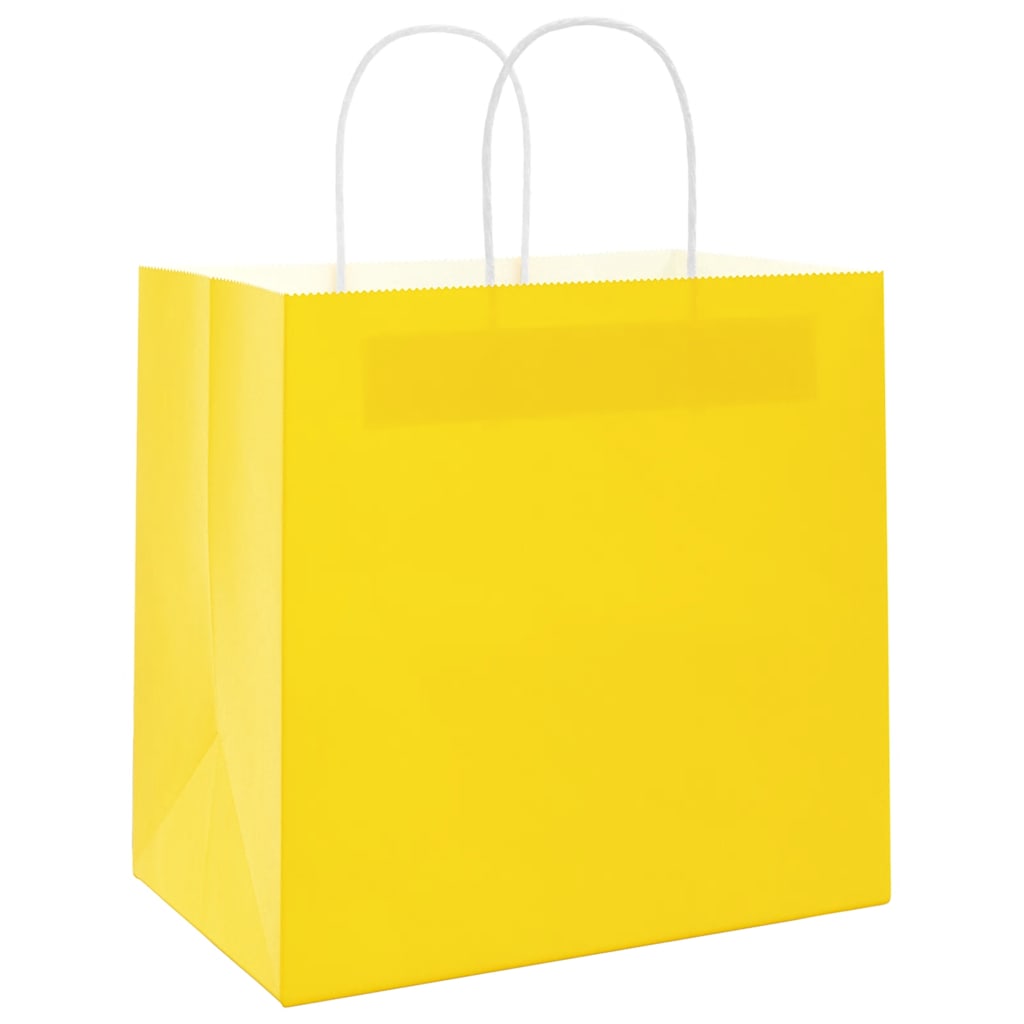 Paper Bags 250 pcs with Handles Yellow 26x17x25 cm