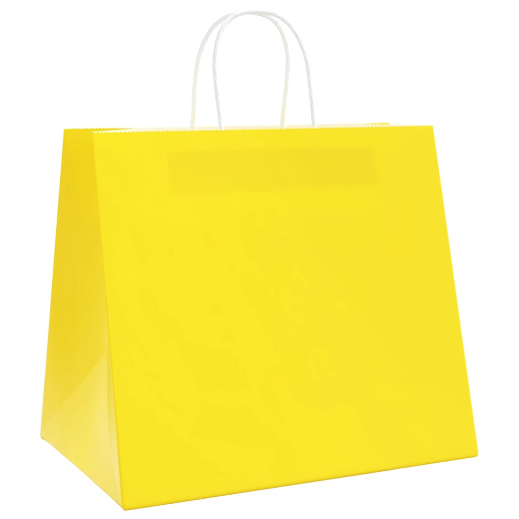 Paper Bags 250 pcs with Handles Yellow 32x22x28 cm