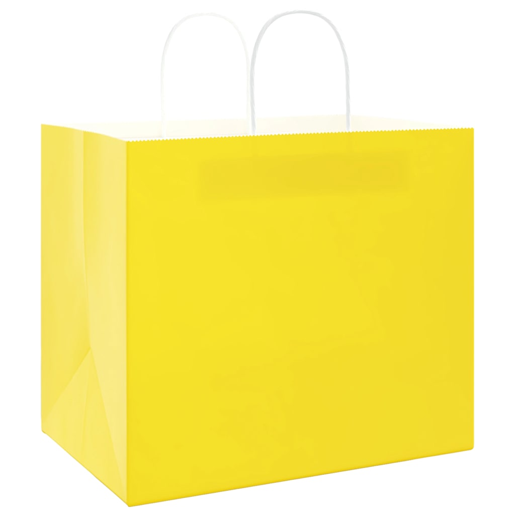 Paper Bags 250 pcs with Handles Yellow 32x22x28 cm