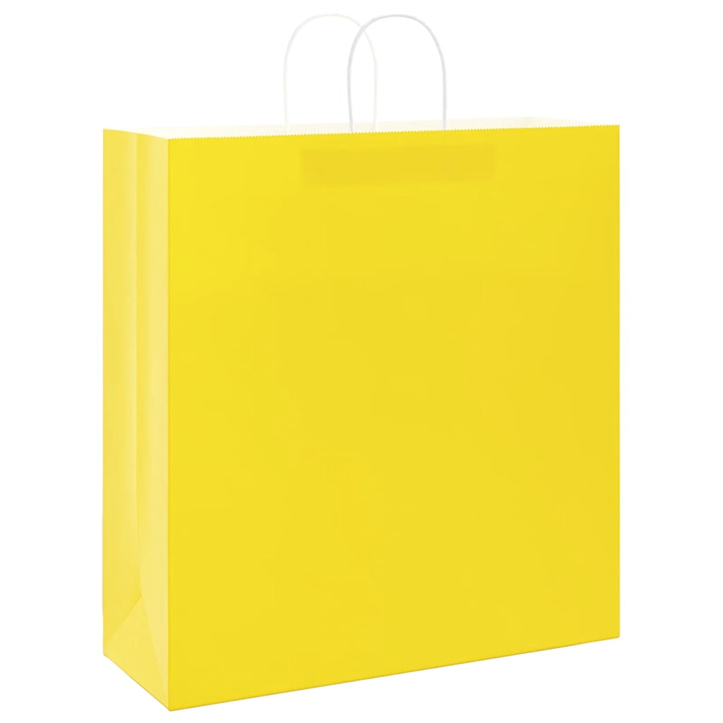 Paper Bags 250 pcs with Handles Yellow 45x17x48 cm