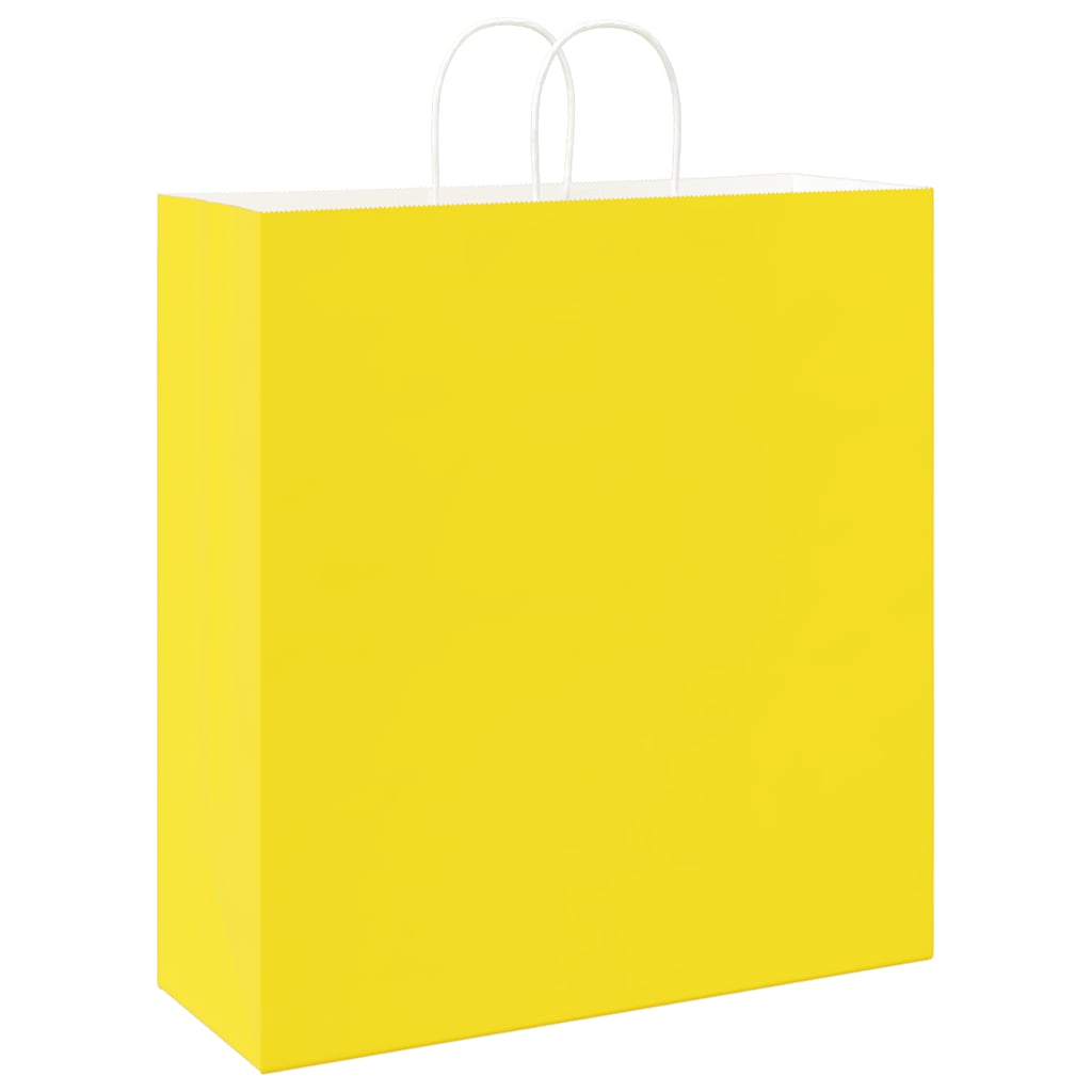 Paper Bags 250 pcs with Handles Yellow 45x17x48 cm