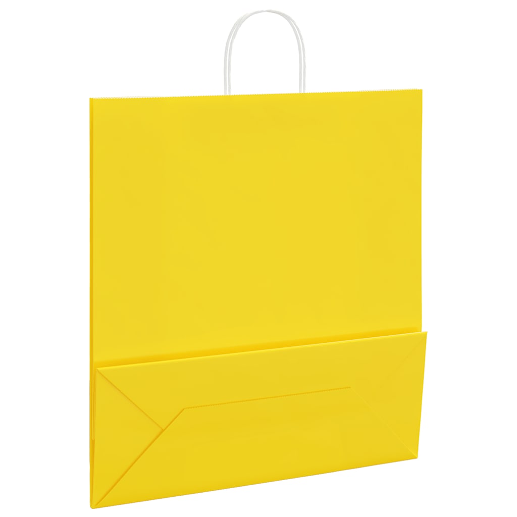 Paper Bags 250 pcs with Handles Yellow 45x17x48 cm