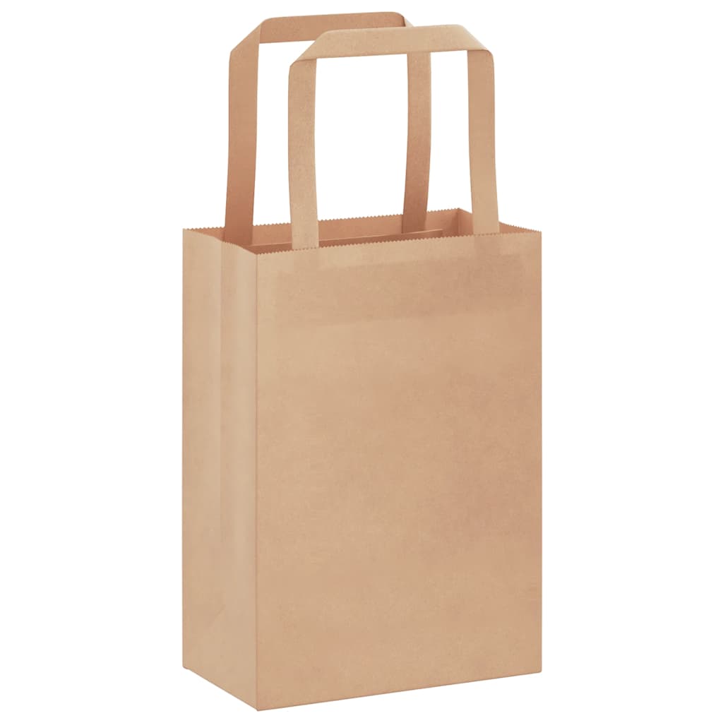 Paper Bags 50 pcs with Handles Brown 15x8x21 cm