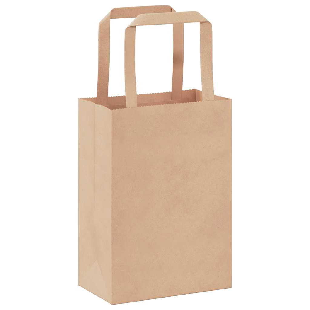 Paper Bags 50 pcs with Handles Brown 15x8x21 cm