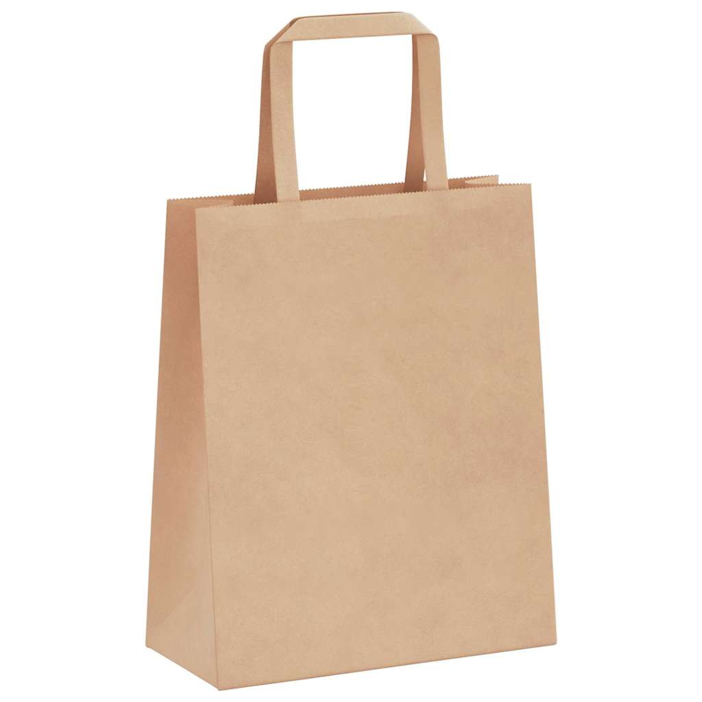 Paper Bags 250 pcs with Handles Brown 18x8x22 cm