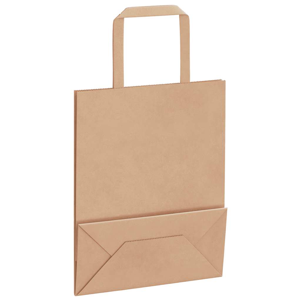 Paper Bags 250 pcs with Handles Brown 18x8x22 cm