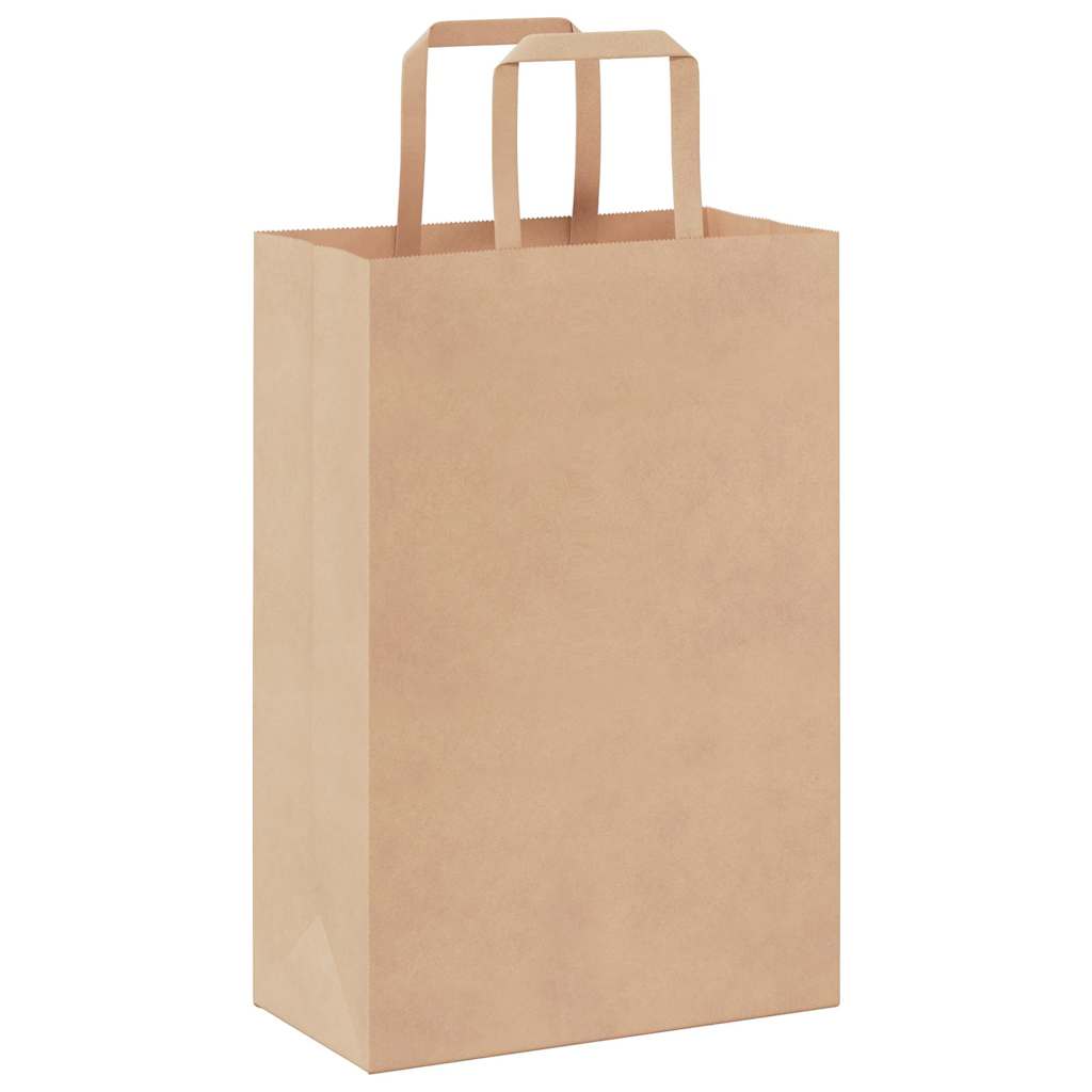 Paper Bags 250 pcs with Handles Brown 21x11x31 cm