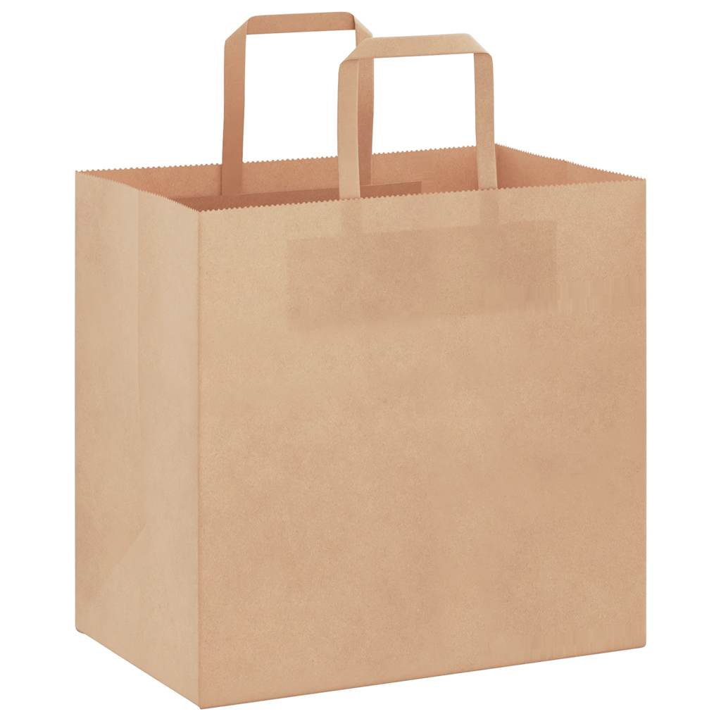 Paper Bags 250 pcs with Handles Brown 26x17x25 cm
