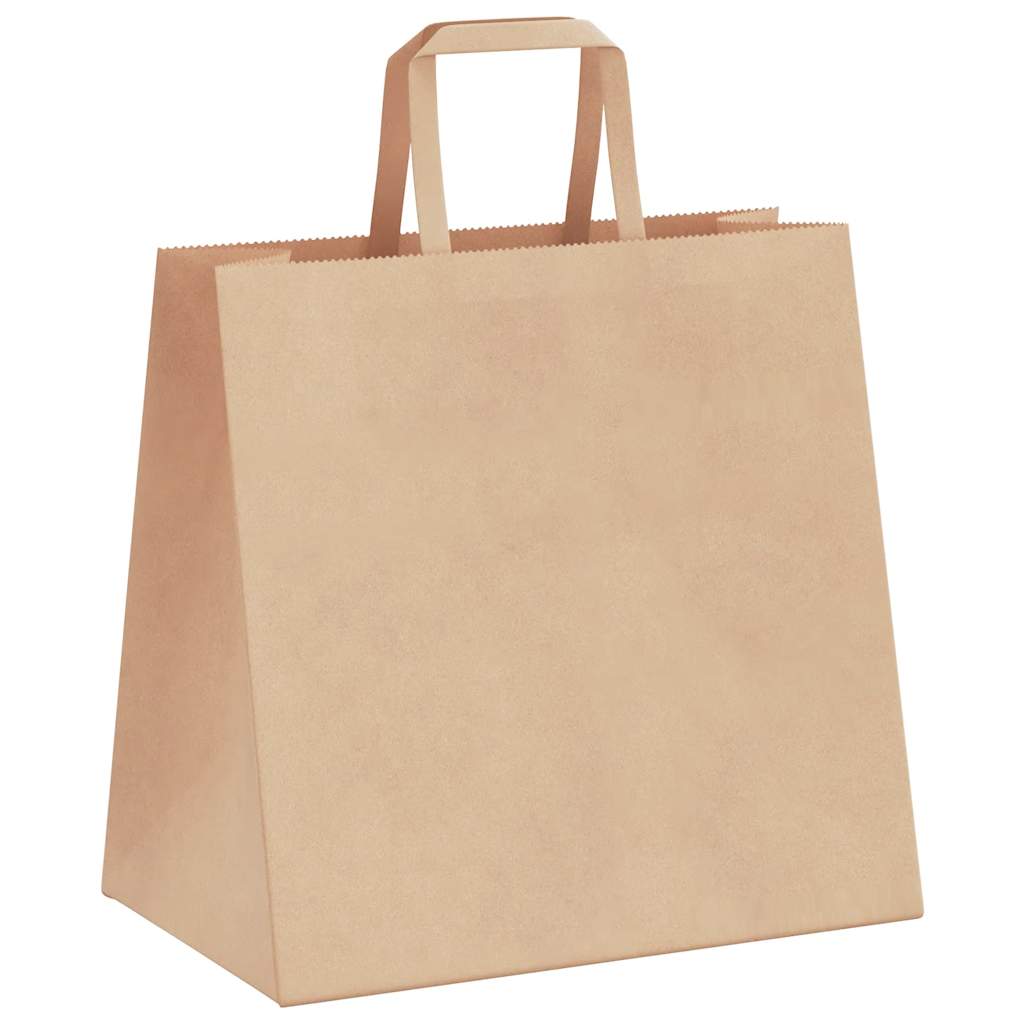 Paper Bags 250 pcs with Handles Brown 26x17x25 cm