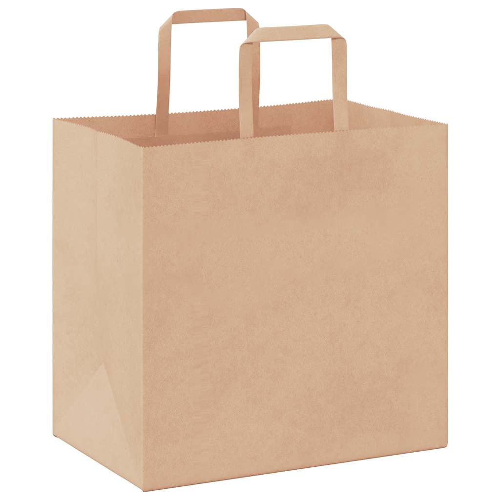 Paper Bags 250 pcs with Handles Brown 26x17x25 cm