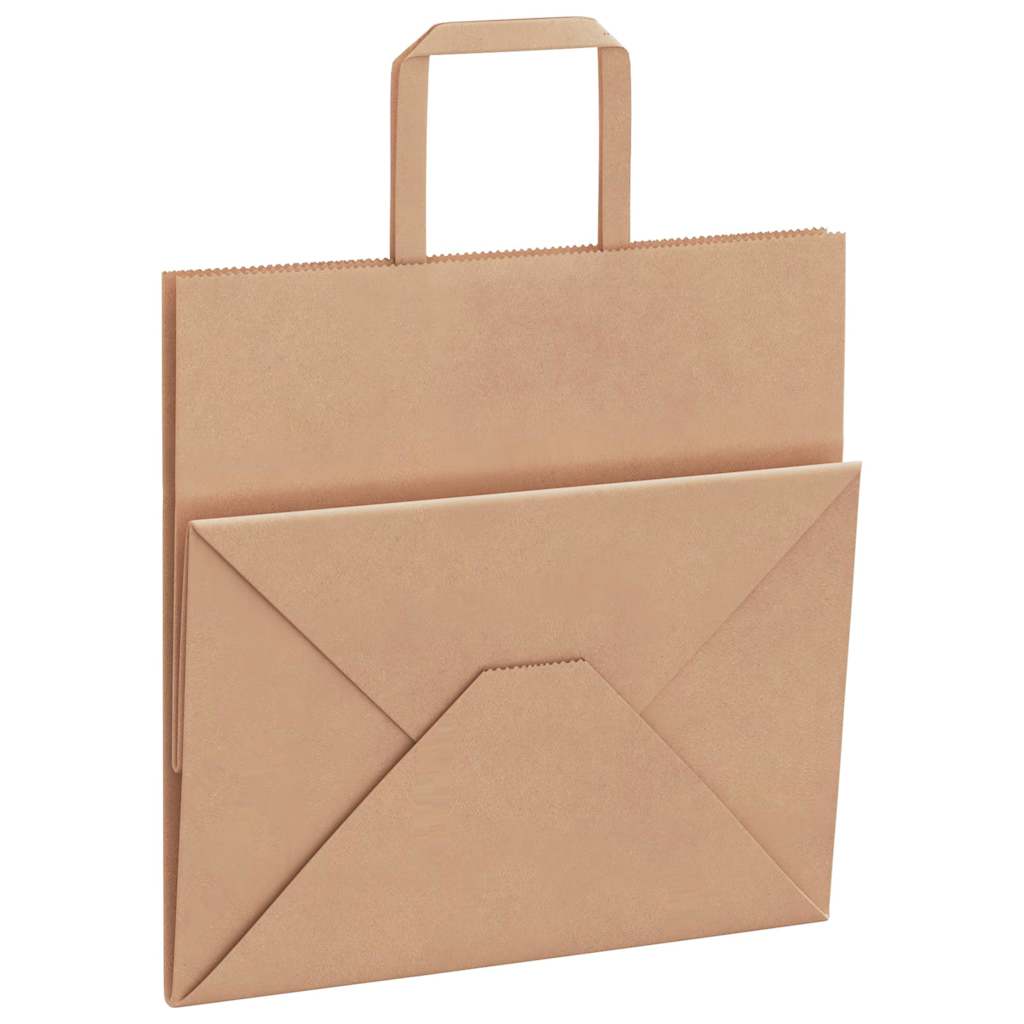 Paper Bags 250 pcs with Handles Brown 26x17x25 cm