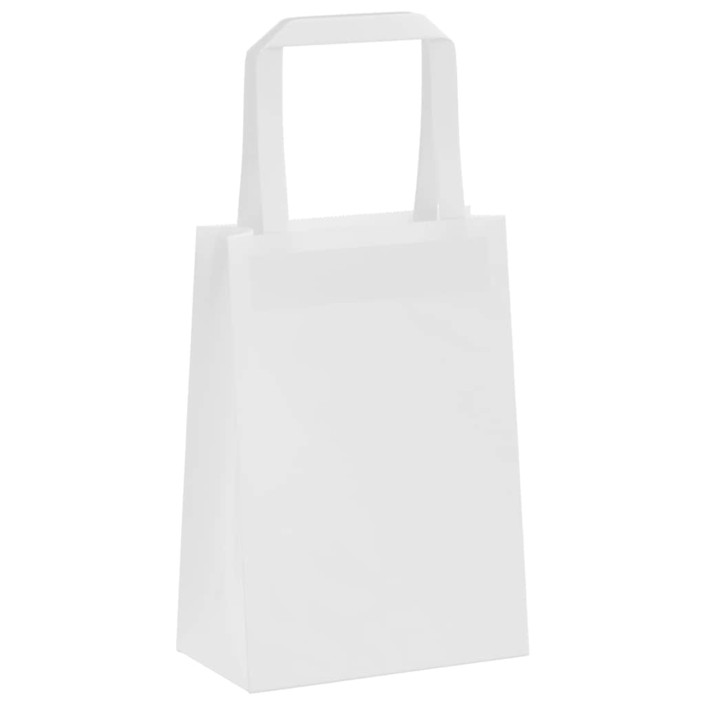 Paper Bags 50 pcs with Handles White 15x8x21 cm