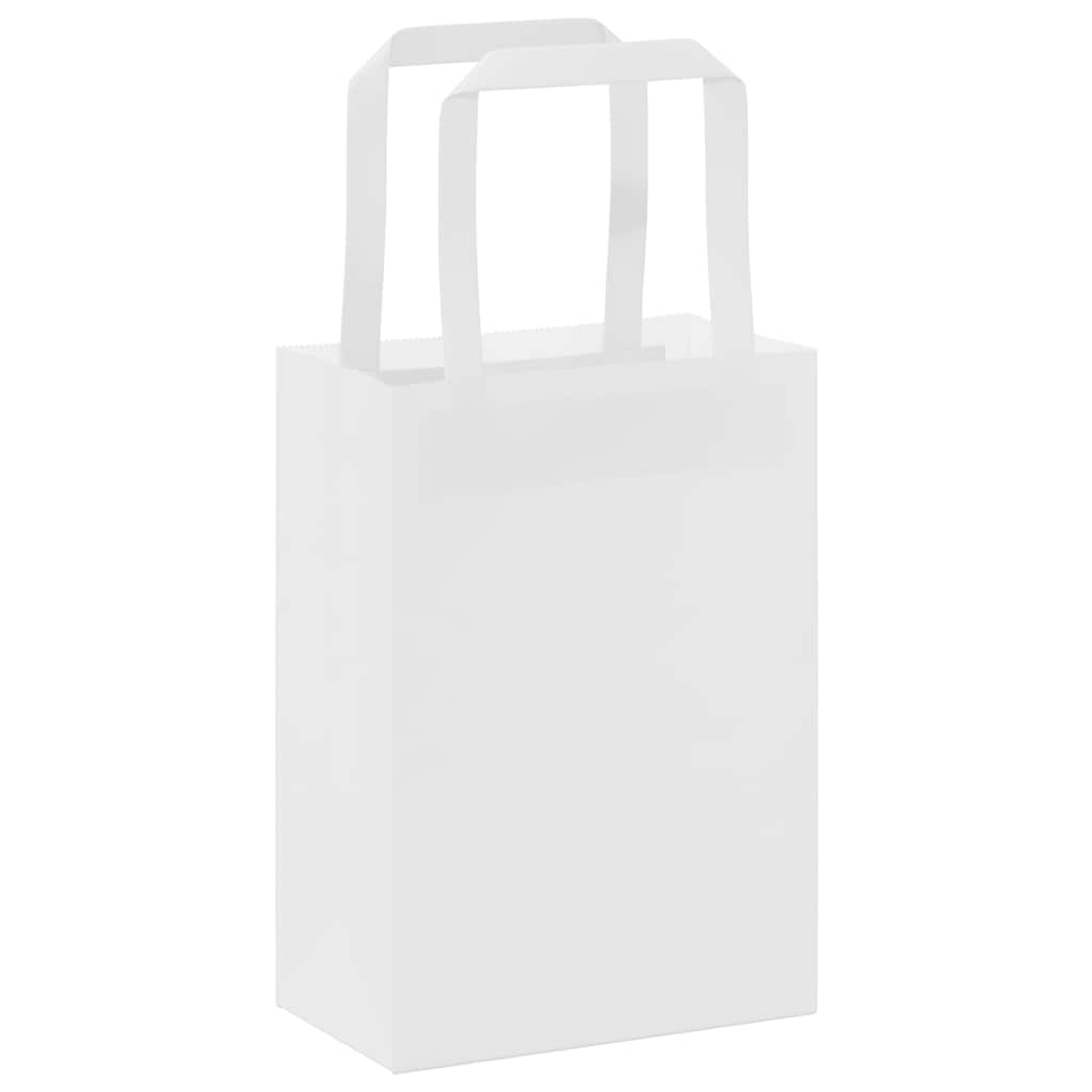 Paper Bags 50 pcs with Handles White 15x8x21 cm
