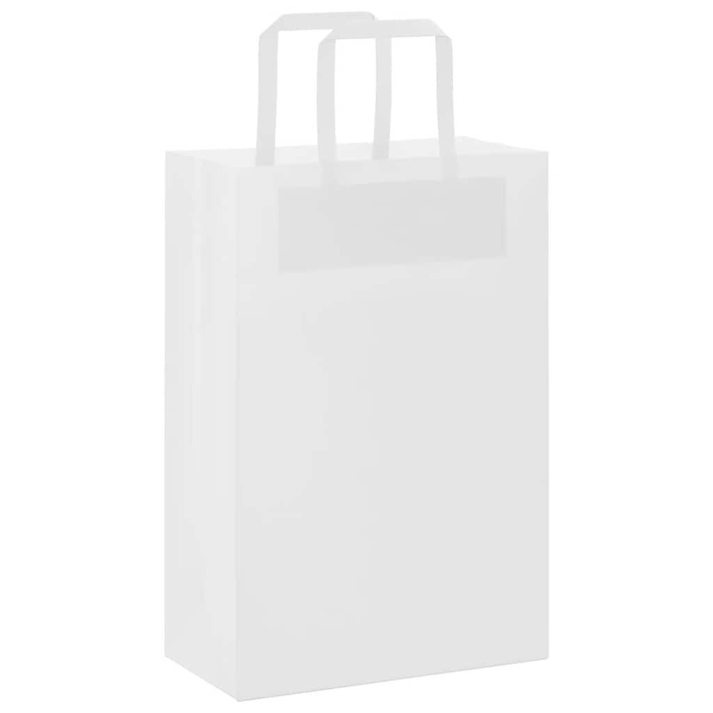 Paper Bags 50 pcs with Handles White 21x11x31 cm
