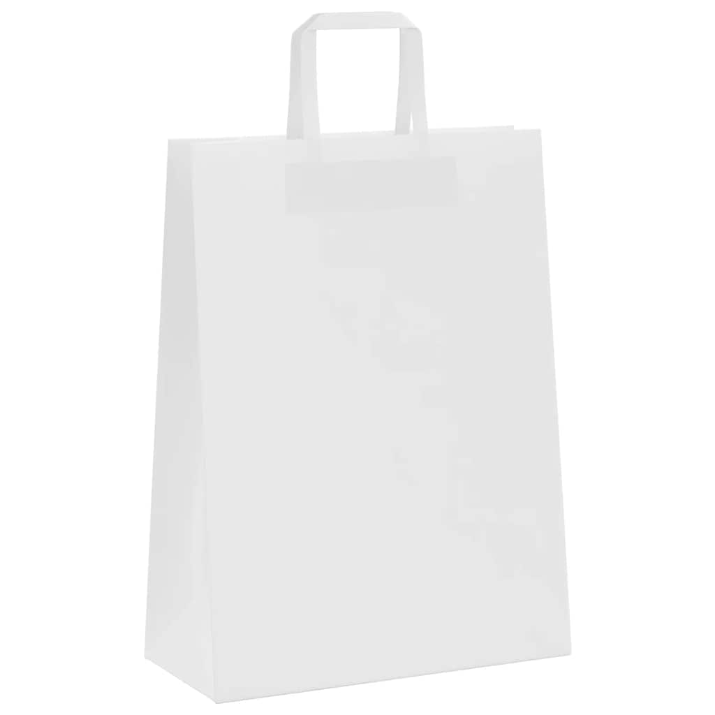 Paper Bags 50 pcs with Handles White 26x12x35 cm