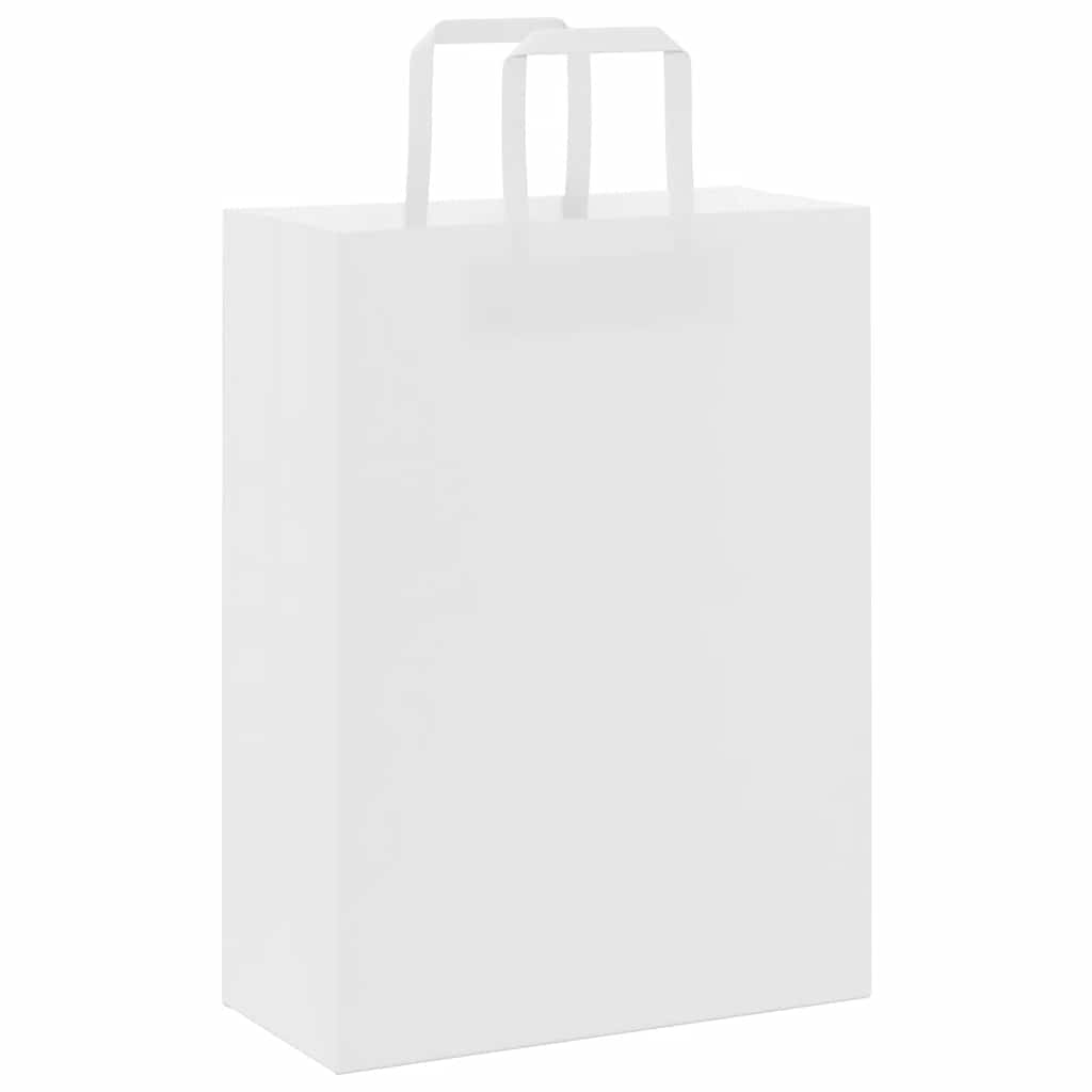 Paper Bags 50 pcs with Handles White 26x12x35 cm
