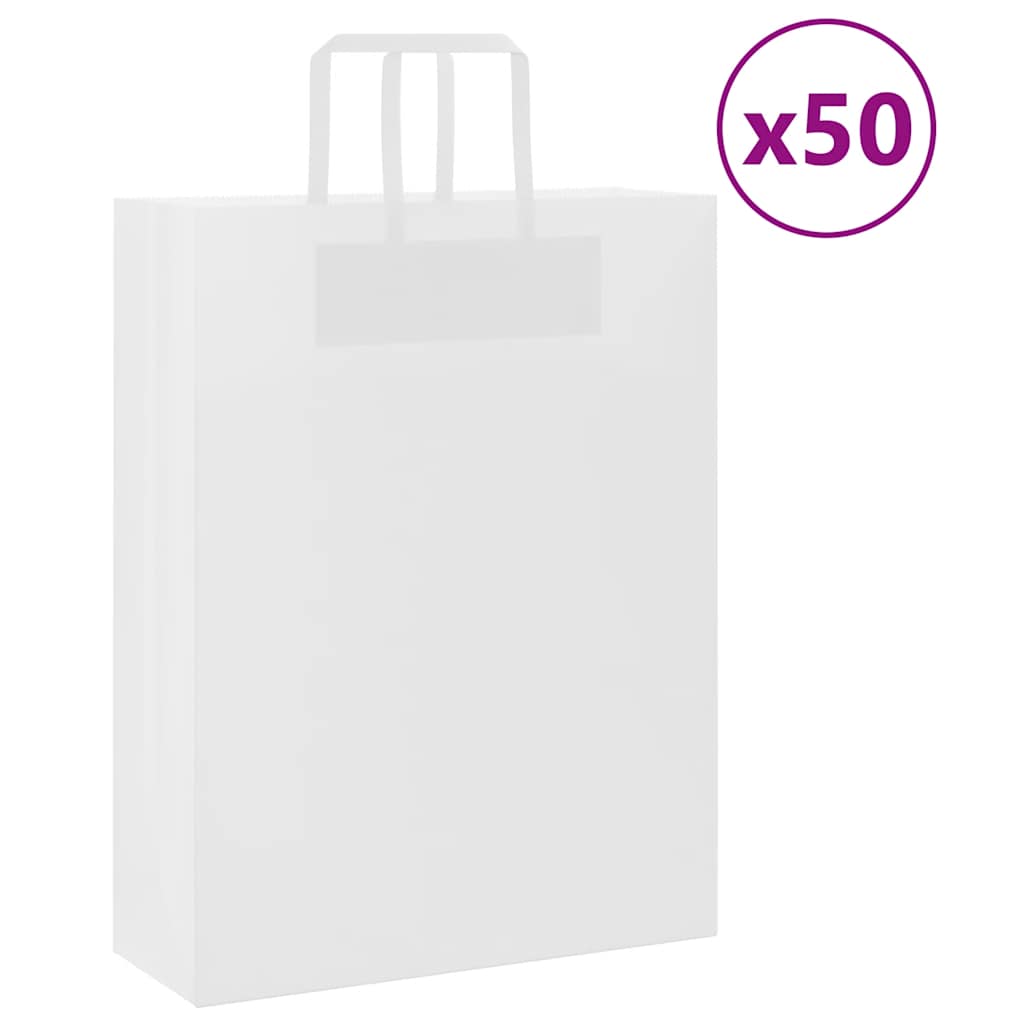 Paper Bags 50 pcs with Handles White 32x12x42 cm