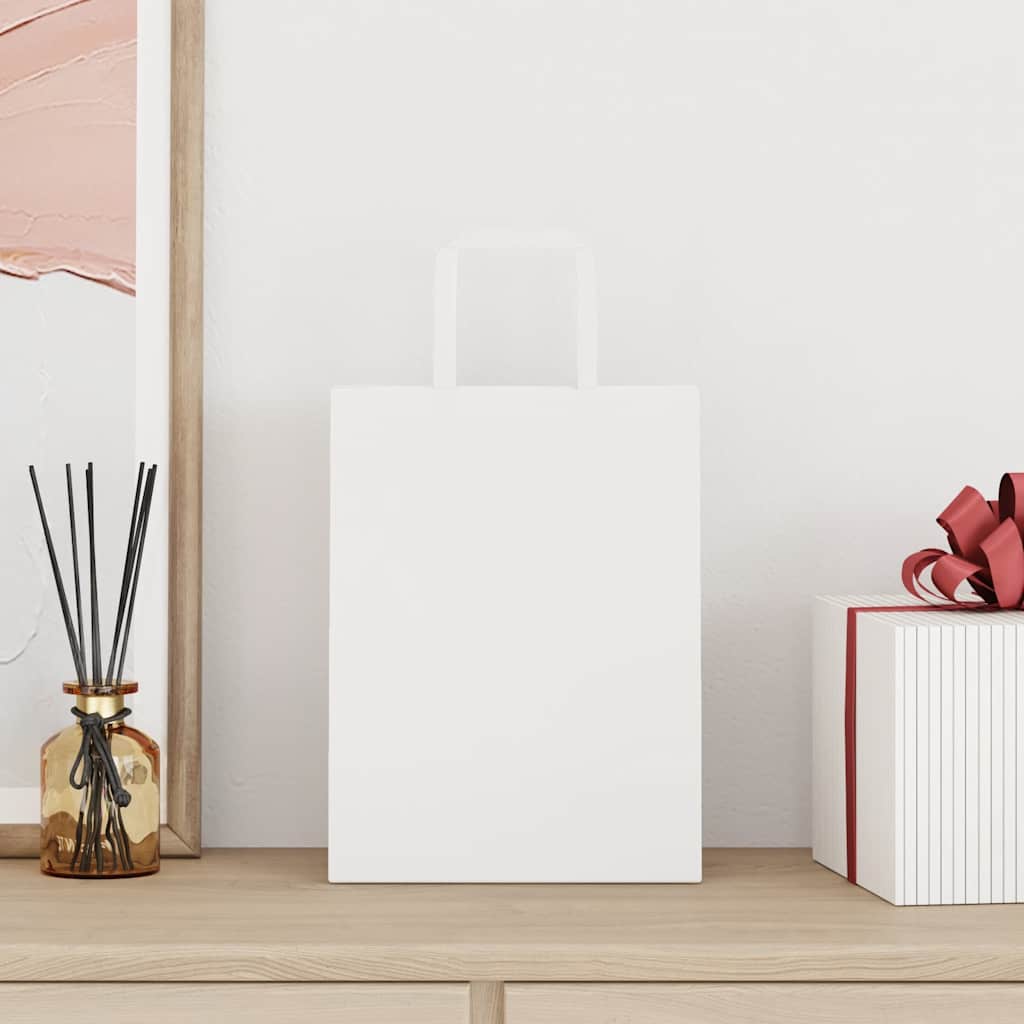 Paper Bags 250 pcs with Handles White 21x11x28 cm