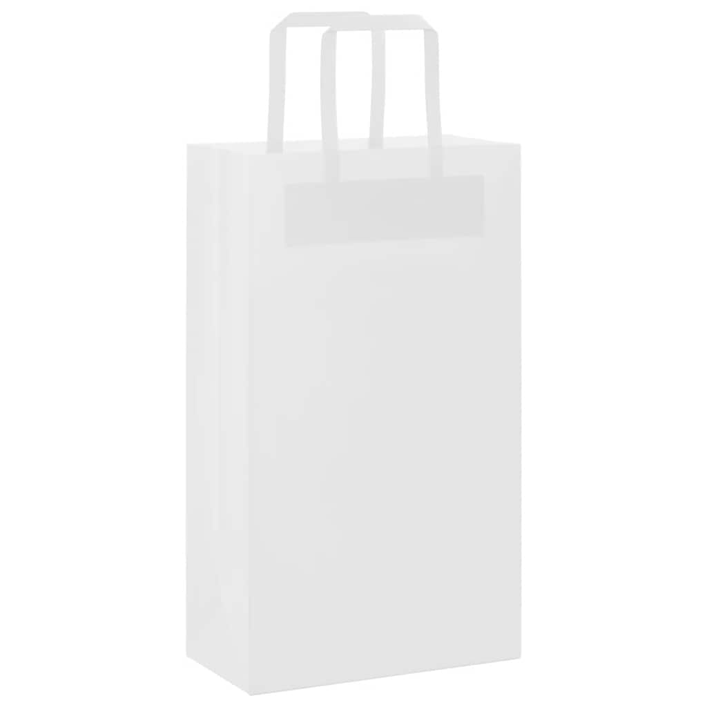 Paper Bags 250 pcs with Handles White 21x11x36 cm