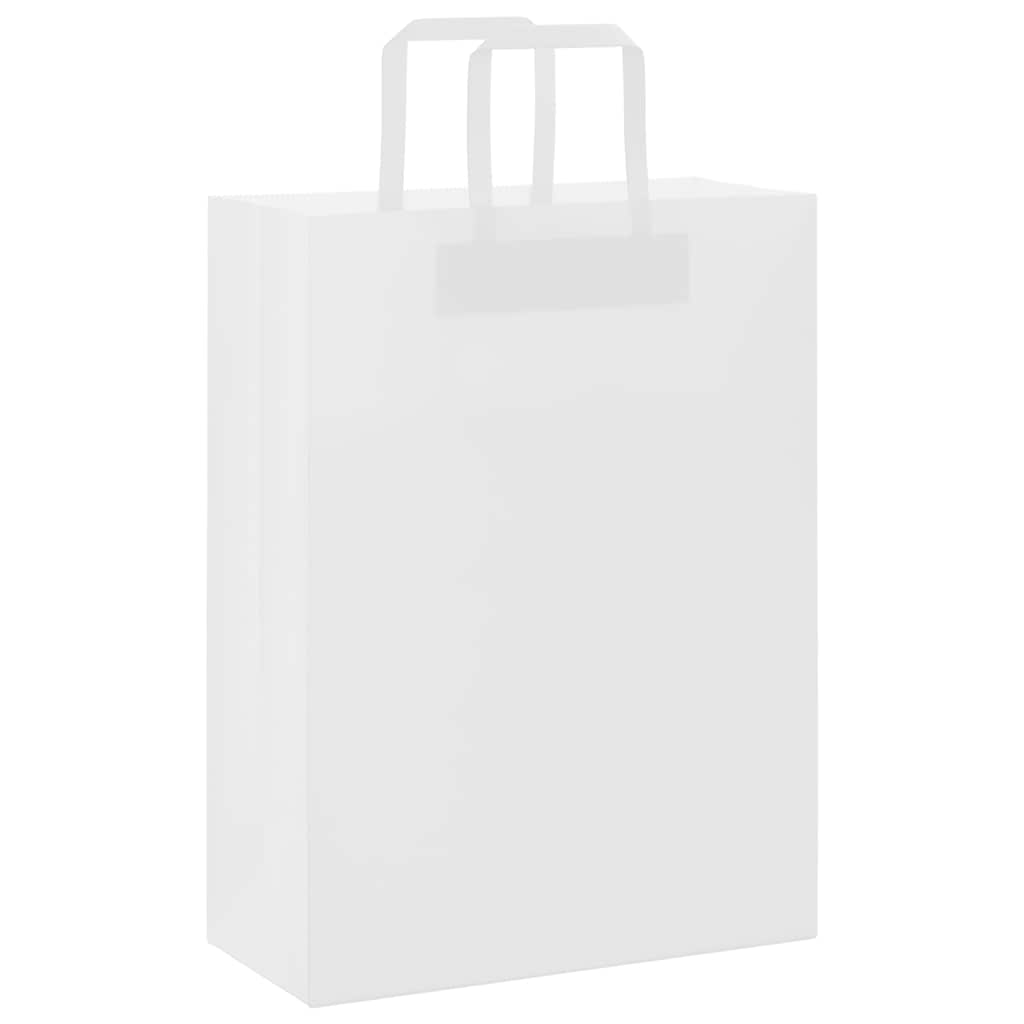 Paper Bags 250 pcs with Handles White 26x12x35 cm