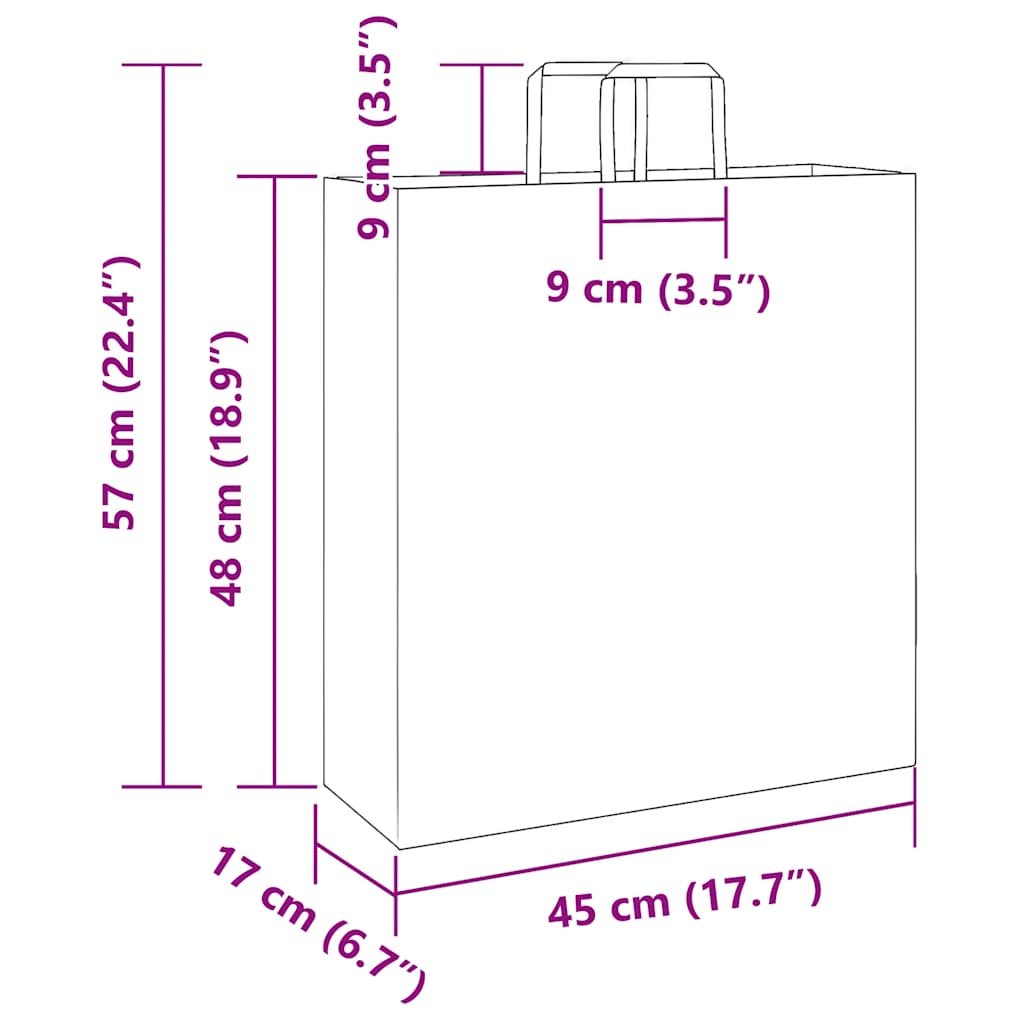 Paper Bags 250 pcs with Handles White 45x17x48 cm