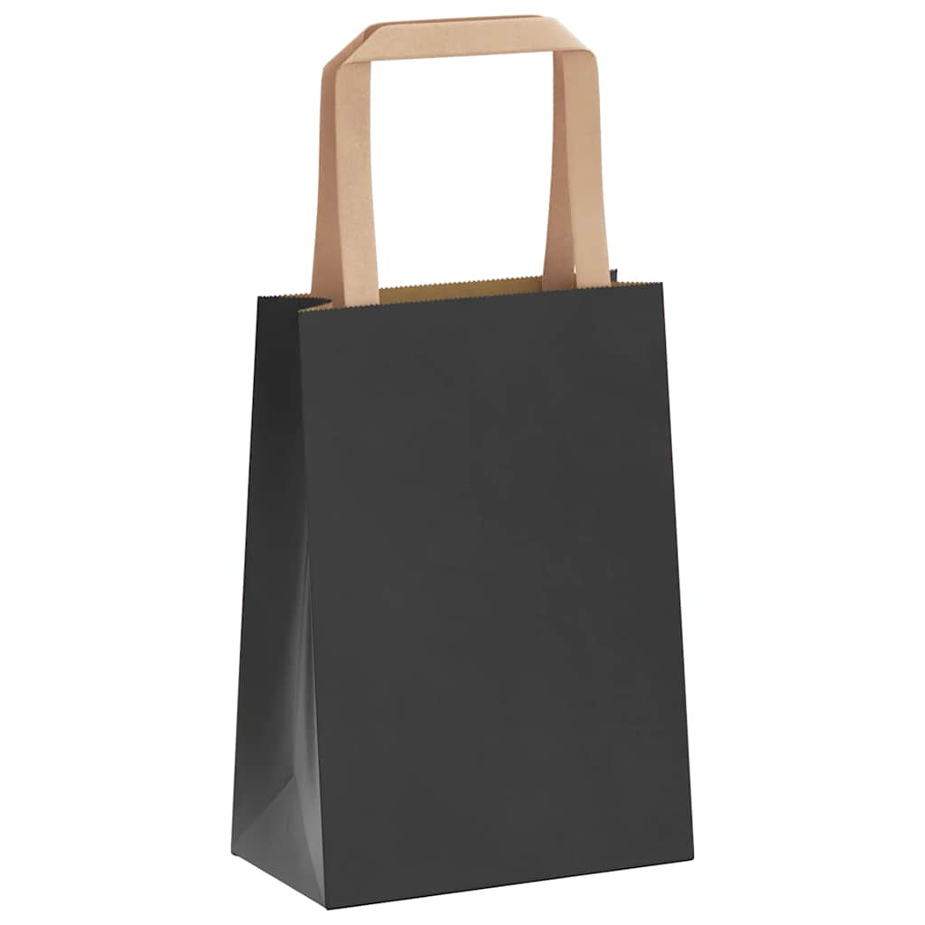 Paper Bags 50 pcs with Handles Black 15x8x21 cm