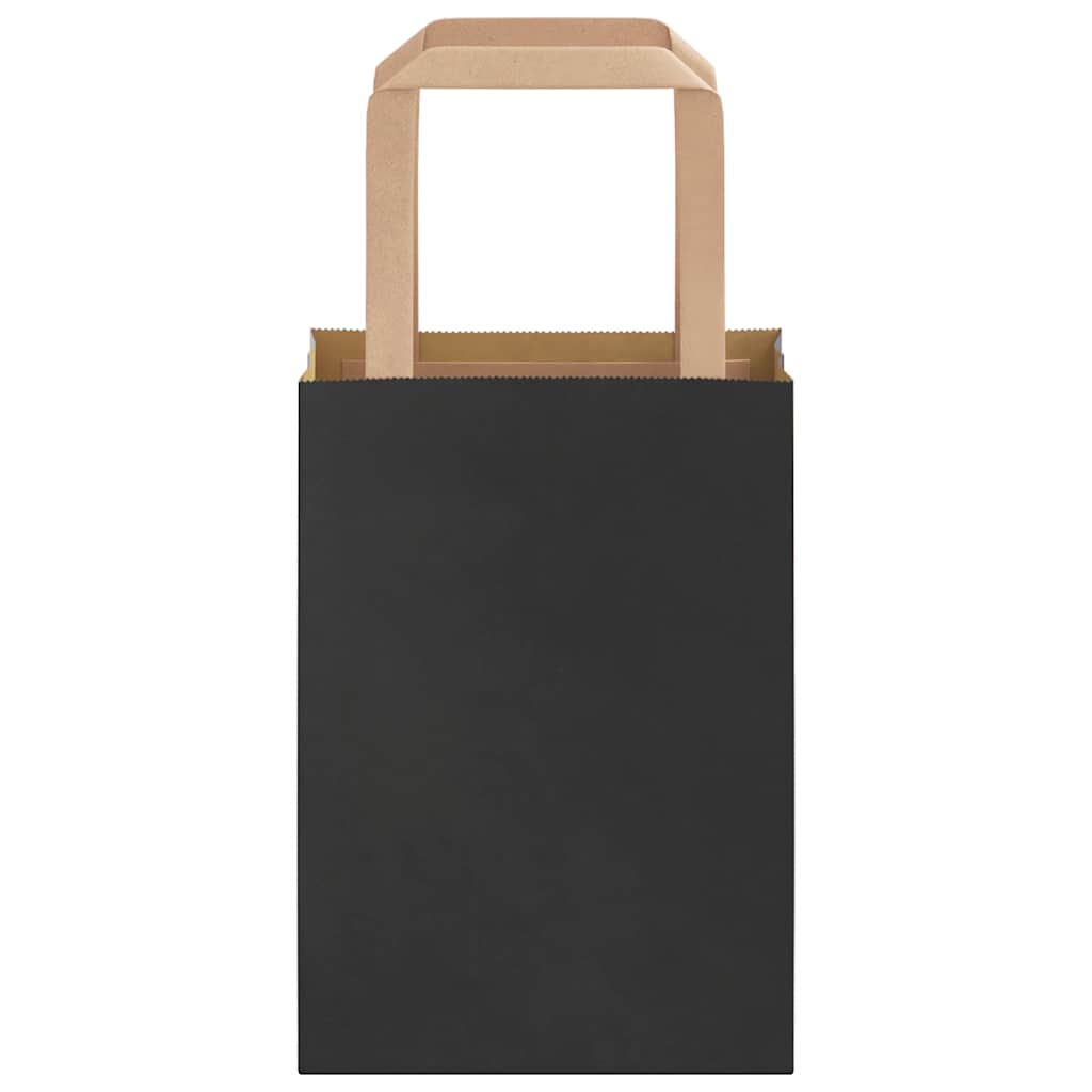 Paper Bags 50 pcs with Handles Black 15x8x21 cm