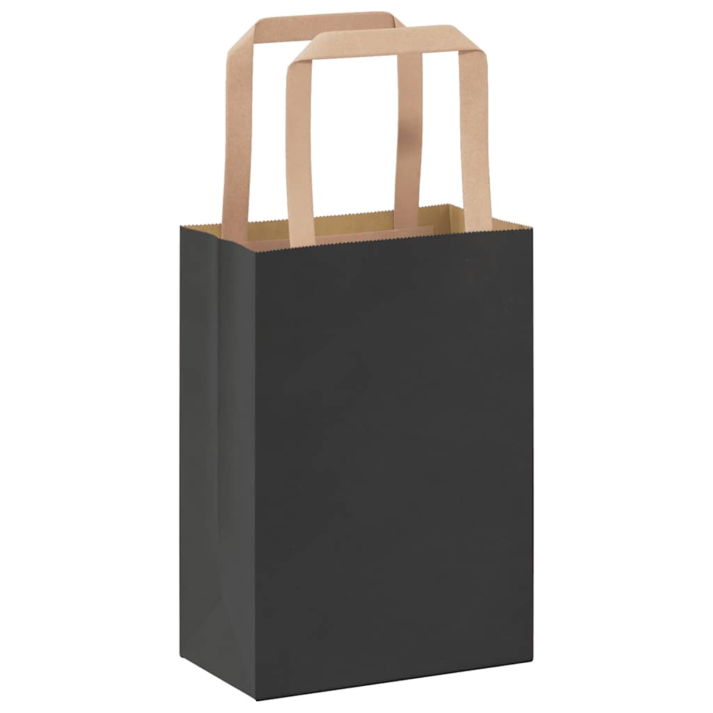 Paper Bags 50 pcs with Handles Black 15x8x21 cm