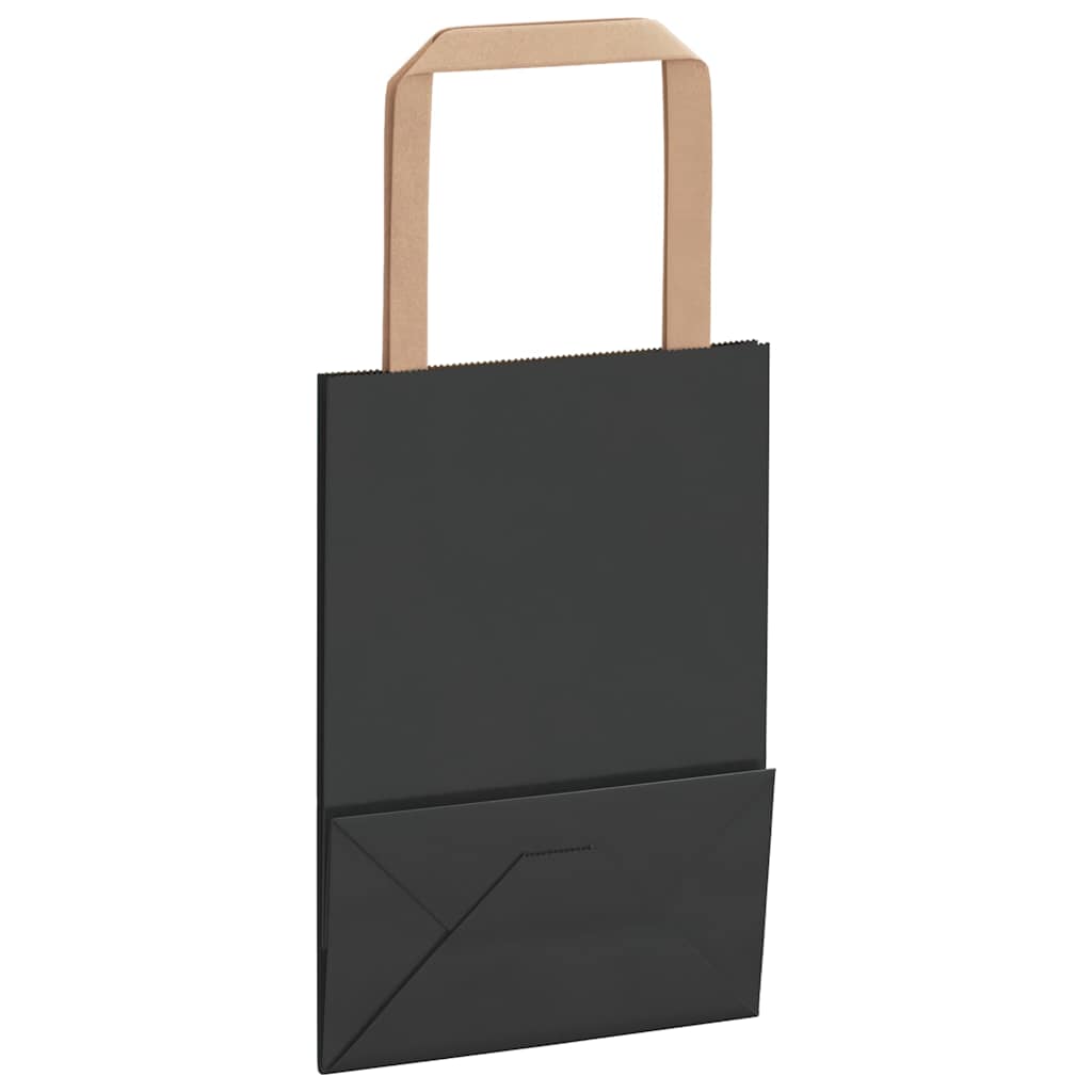 Paper Bags 50 pcs with Handles Black 15x8x21 cm
