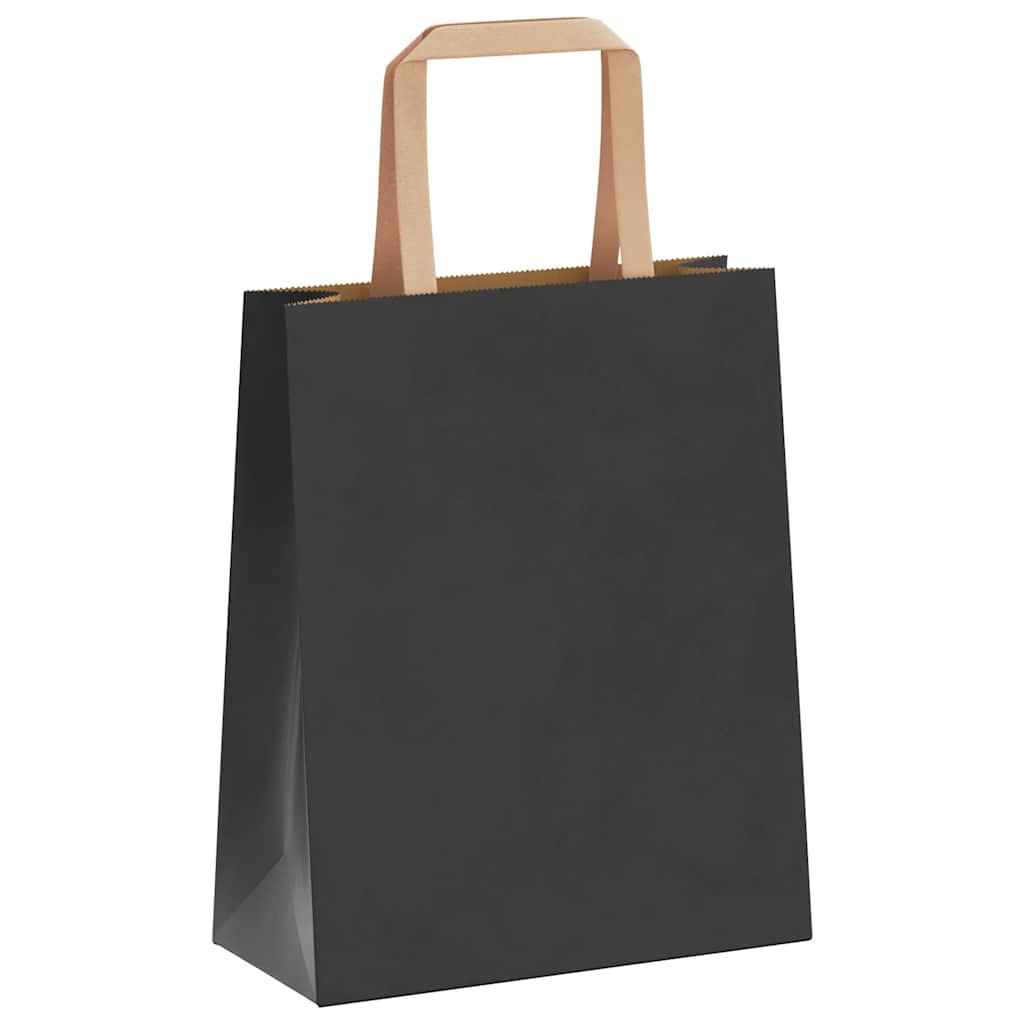 Paper Bags 50 pcs with Handles Black 18x8x22 cm