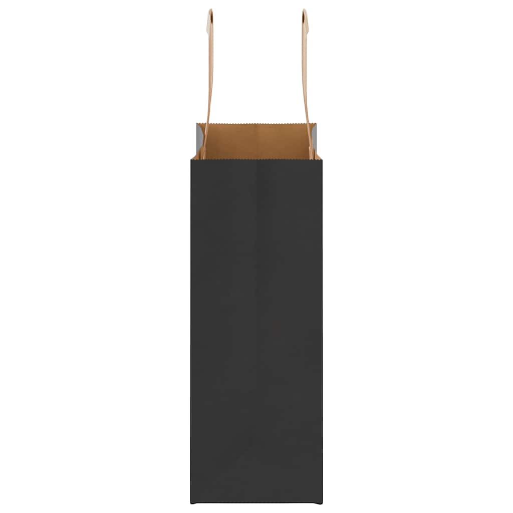 Paper Bags 50 pcs with Handles Black 18x8x22 cm