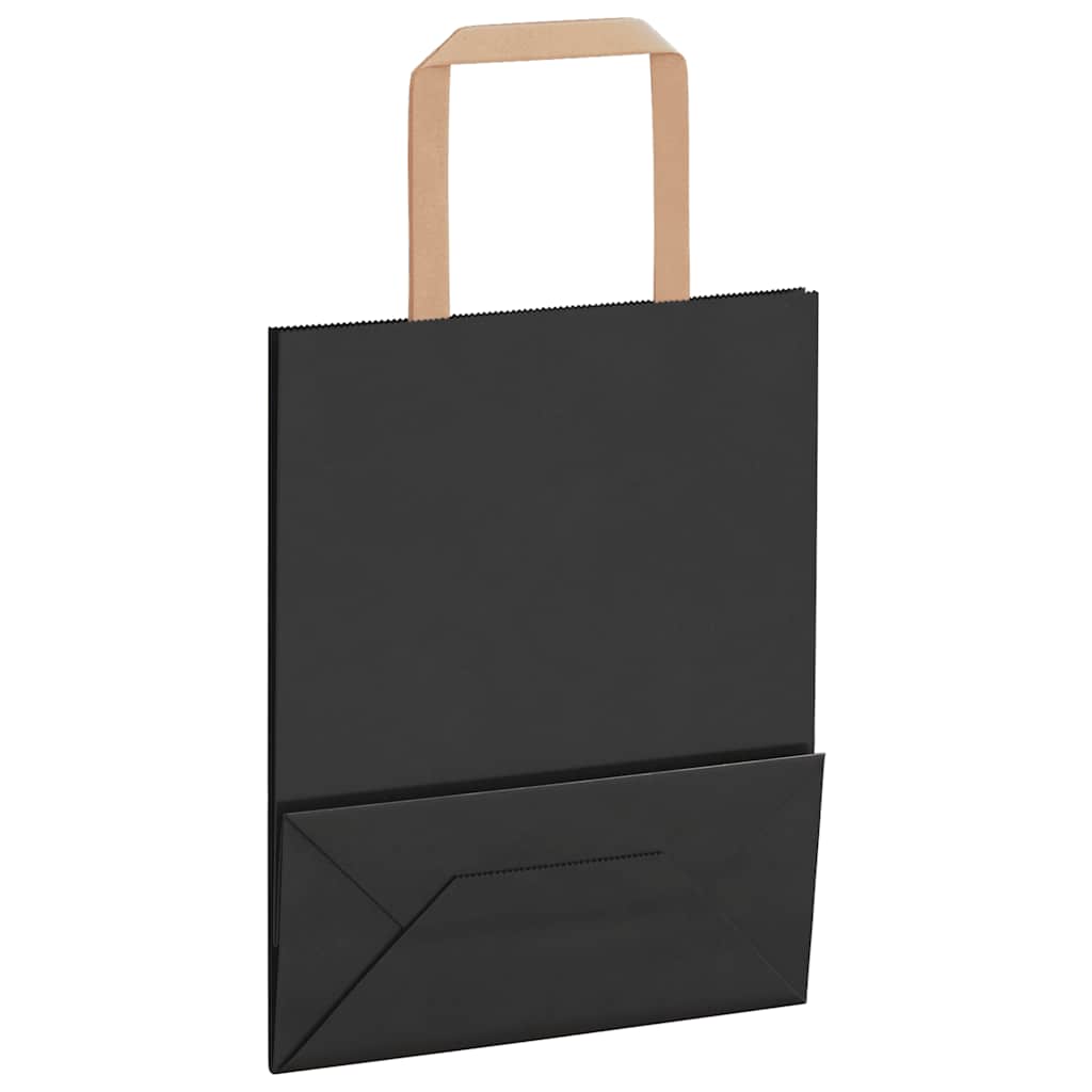 Paper Bags 50 pcs with Handles Black 18x8x22 cm