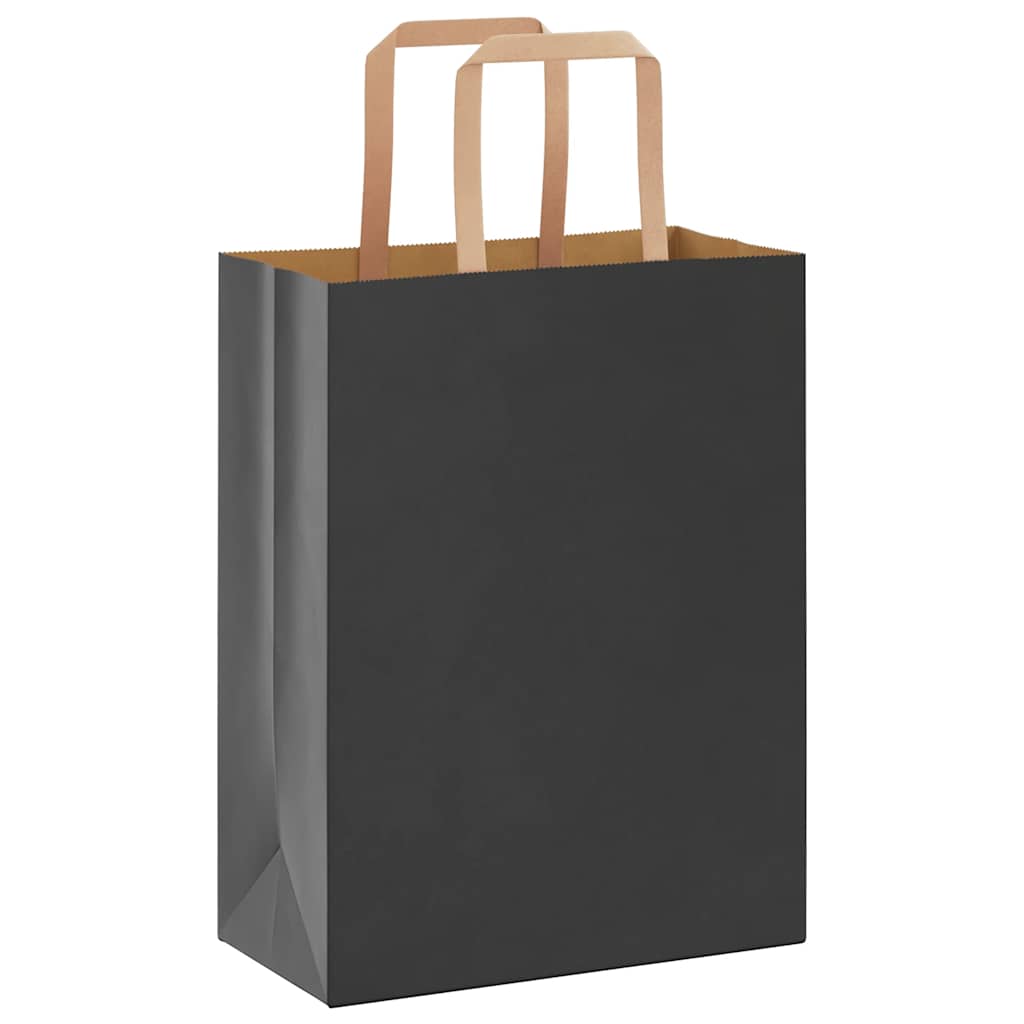 Paper Bags 50 pcs with Handles Black 21x11x28 cm