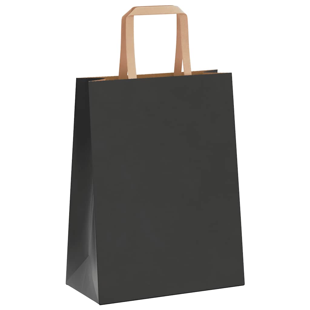 Paper Bags 50 pcs with Handles Black 21x11x28 cm