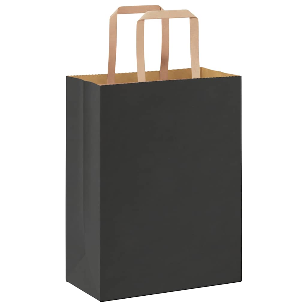 Paper Bags 50 pcs with Handles Black 21x11x28 cm