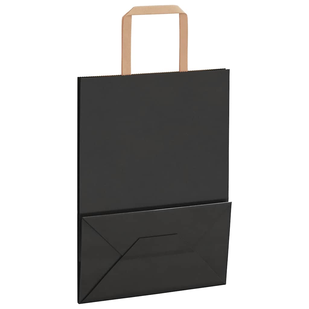 Paper Bags 50 pcs with Handles Black 21x11x28 cm
