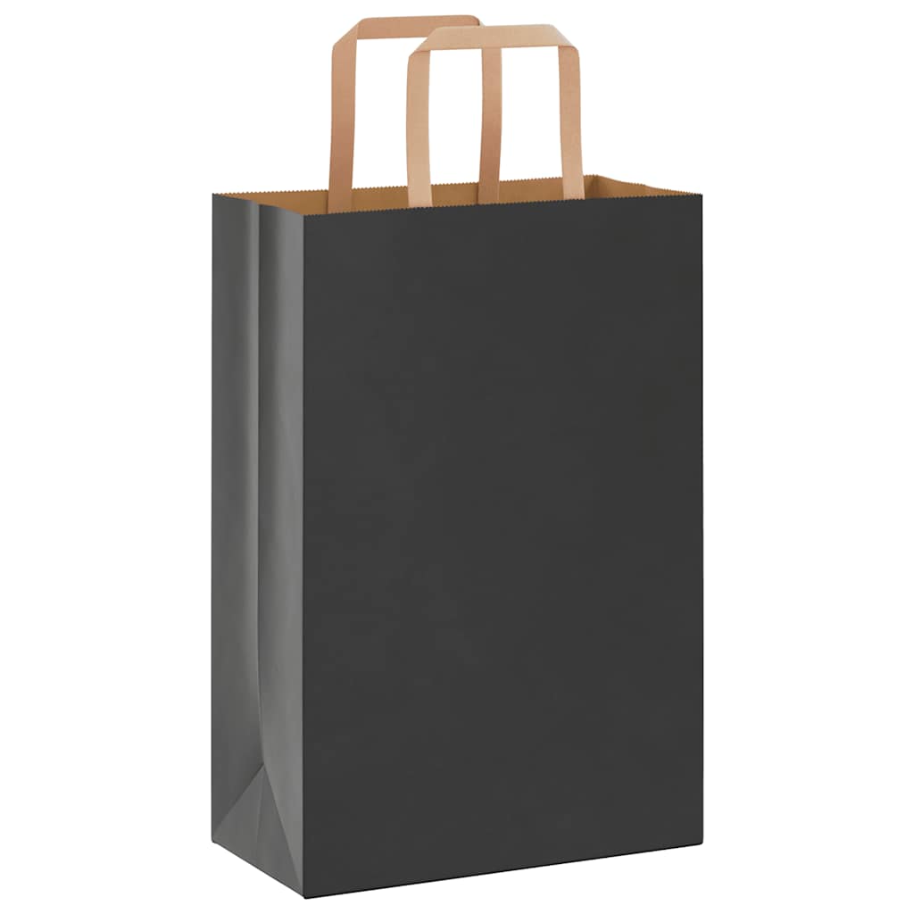 Paper Bags 50 pcs with Handles Black 21x11x31 cm