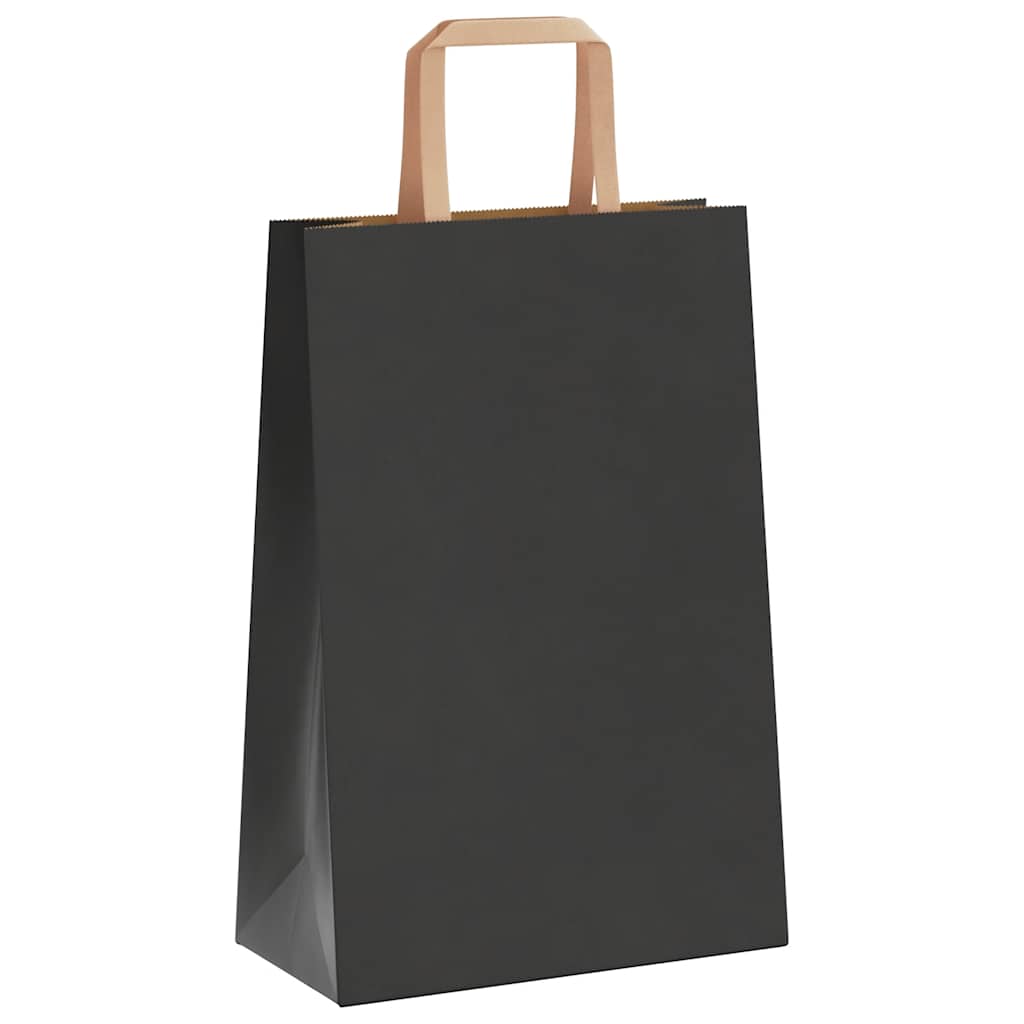 Paper Bags 50 pcs with Handles Black 21x11x31 cm