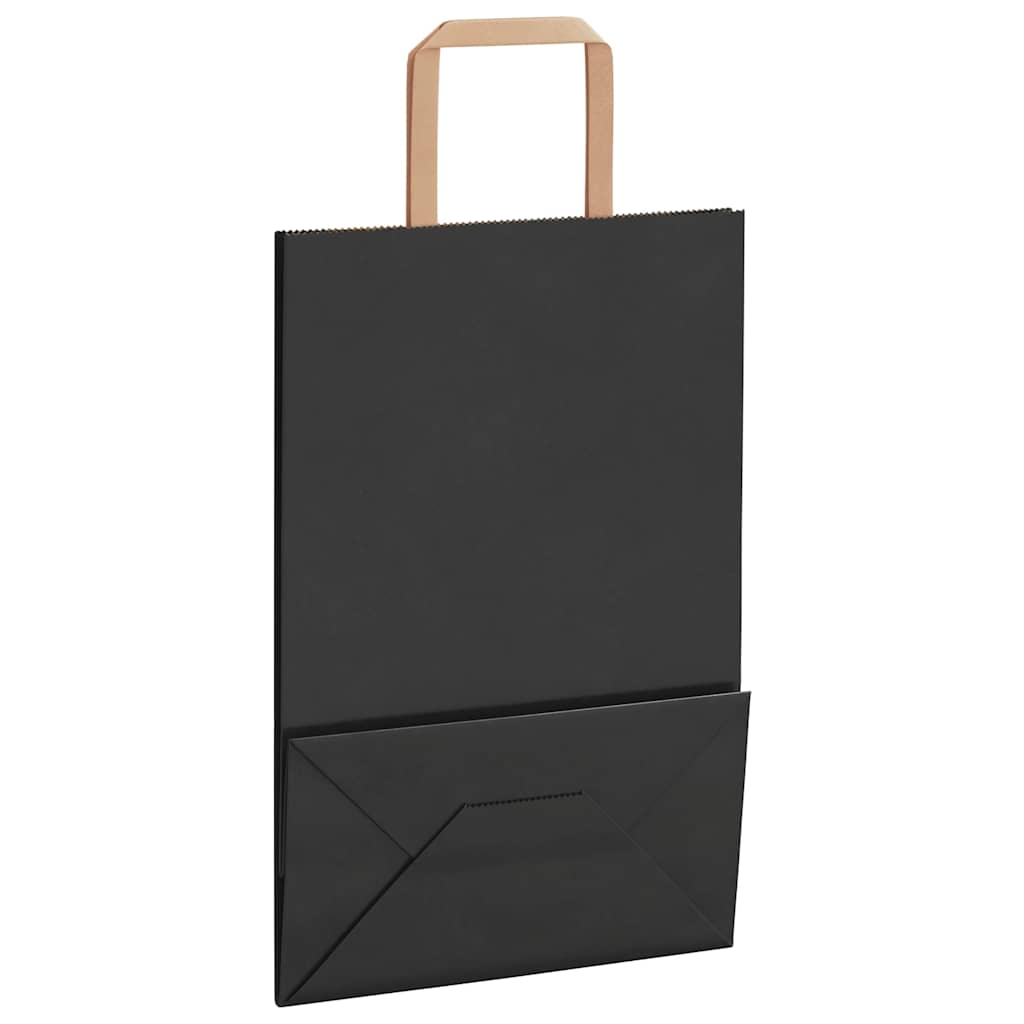 Paper Bags 50 pcs with Handles Black 21x11x31 cm