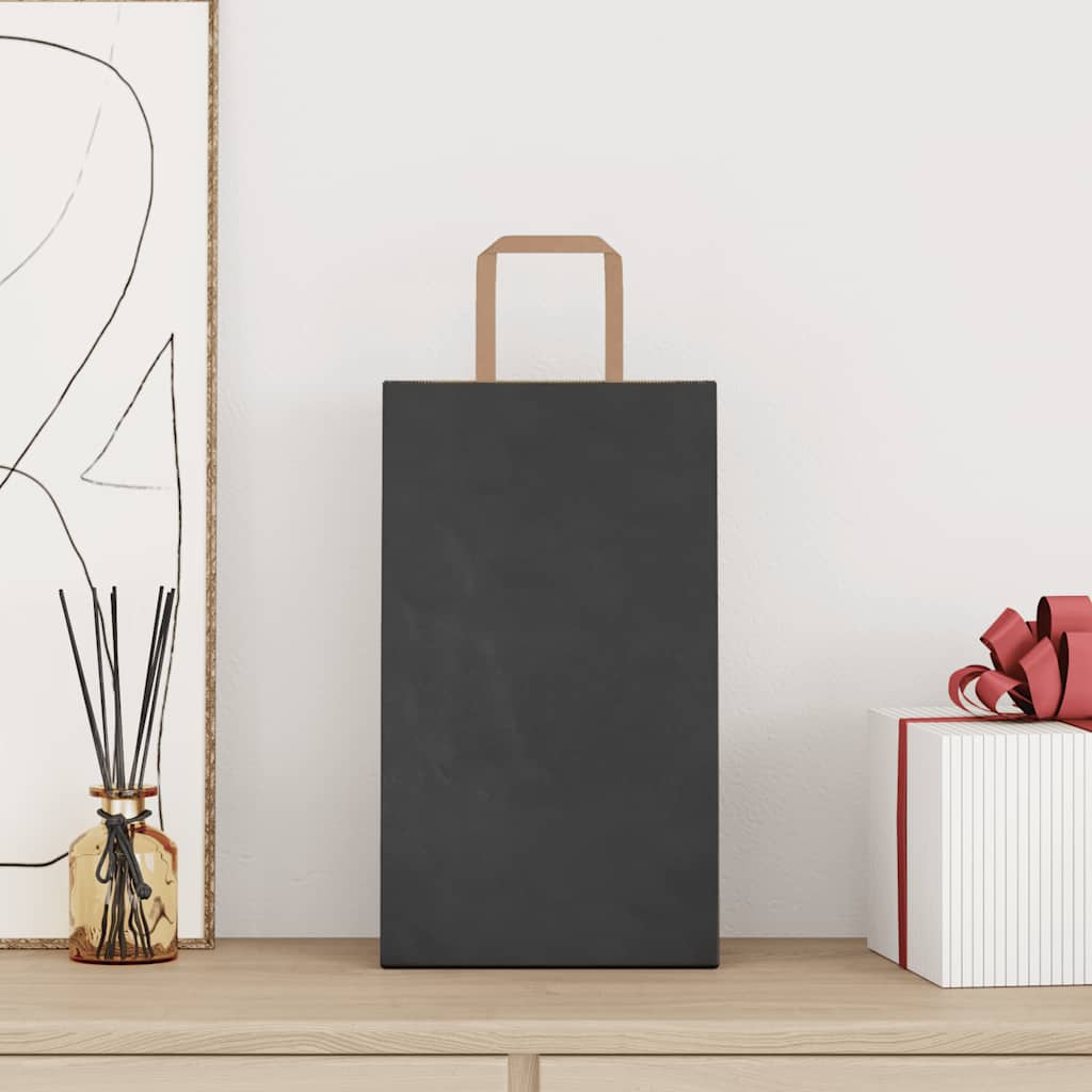 Paper Bags 50 pcs with Handles Black 21x11x36 cm
