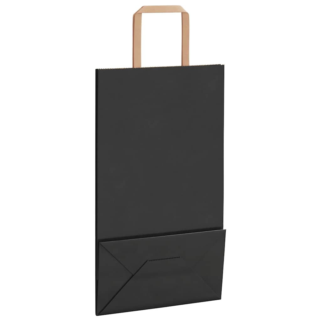 Paper Bags 50 pcs with Handles Black 21x11x36 cm