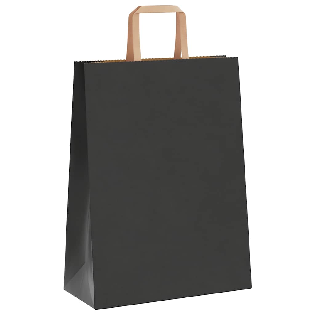 Paper Bags 50 pcs with Handles Black 26x12x35 cm