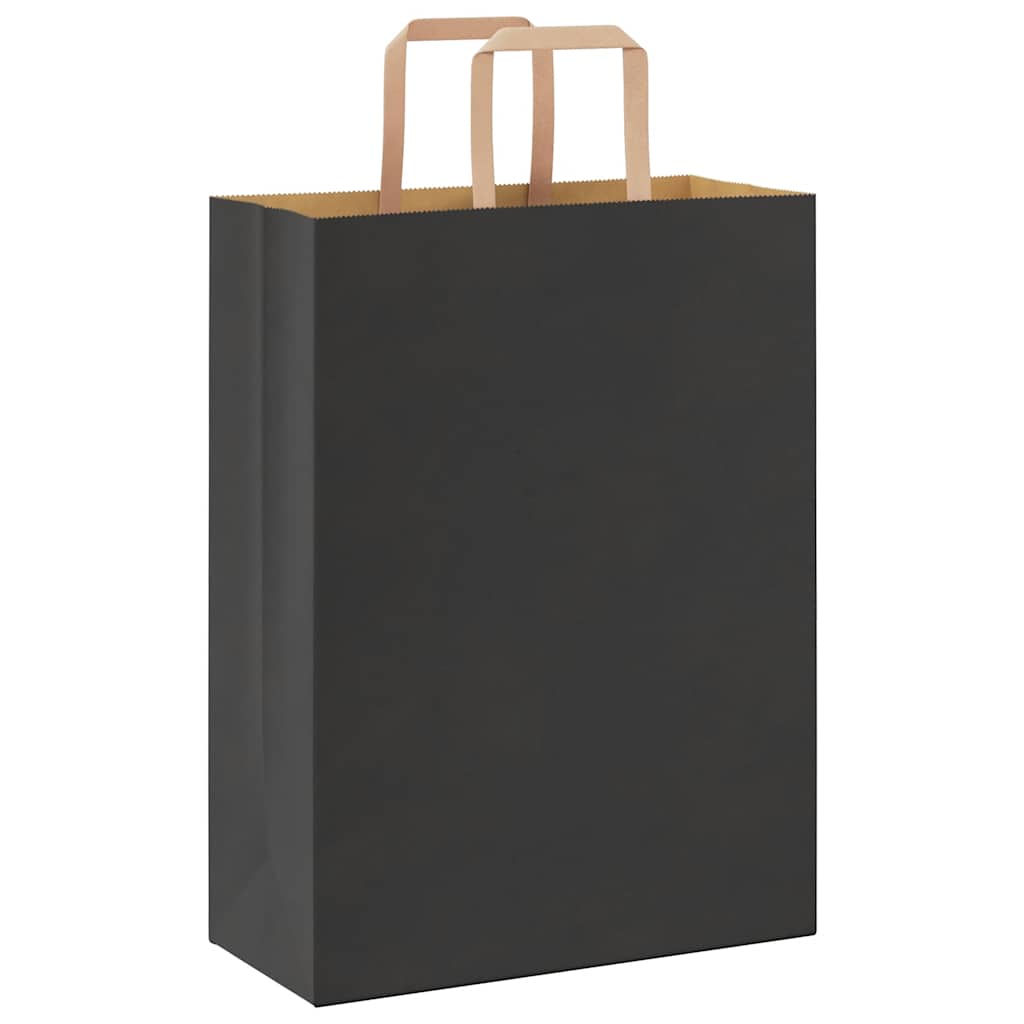 Paper Bags 50 pcs with Handles Black 26x12x35 cm