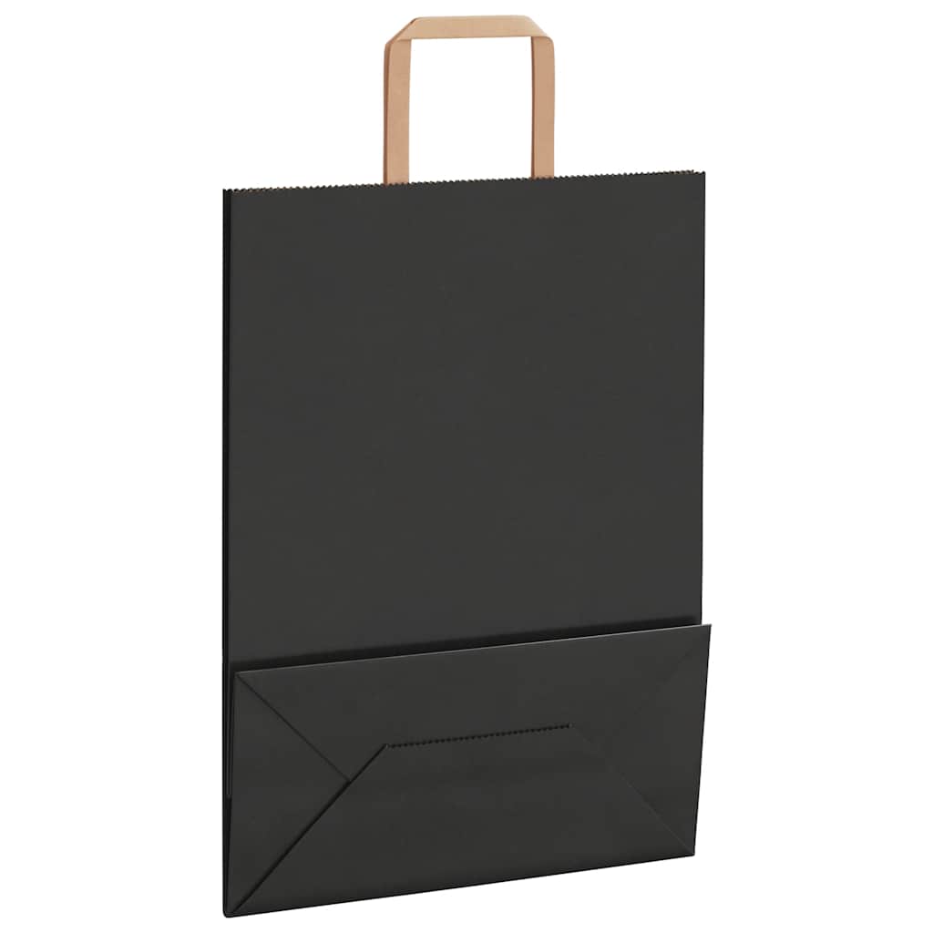 Paper Bags 50 pcs with Handles Black 26x12x35 cm
